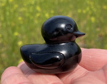 1pc 1.3''Obsidian duck,Crystal duck,Natural obsidian carving,Hand made,Reiki healing crystal,Animal,Crystal gift,Mineral samples