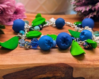 Blueberry bracelet | blueberries | Berry jewelry | handmade | polymer clay | Hypoallergenic | light weight |