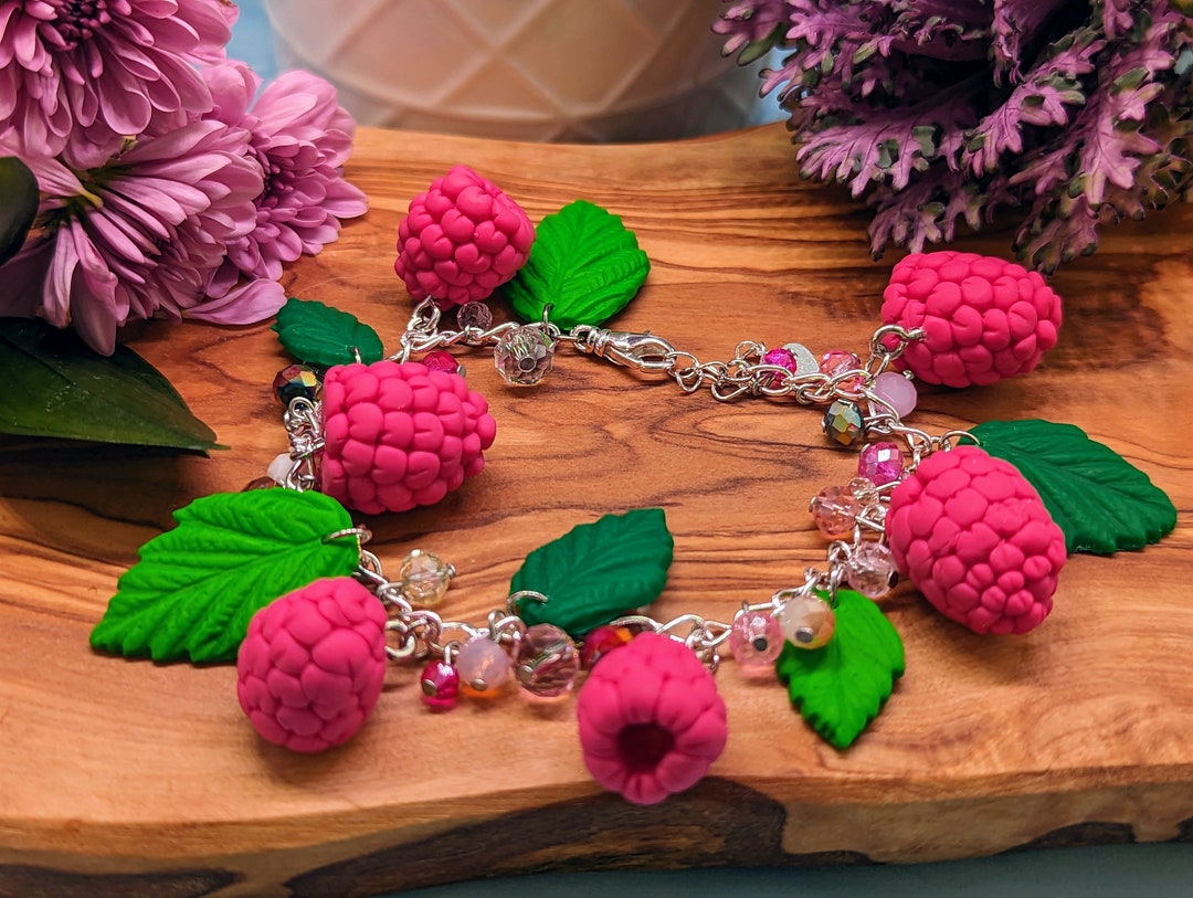 Raspberry Bracelet Color Options Raspberries Berry Jewelry Handmade