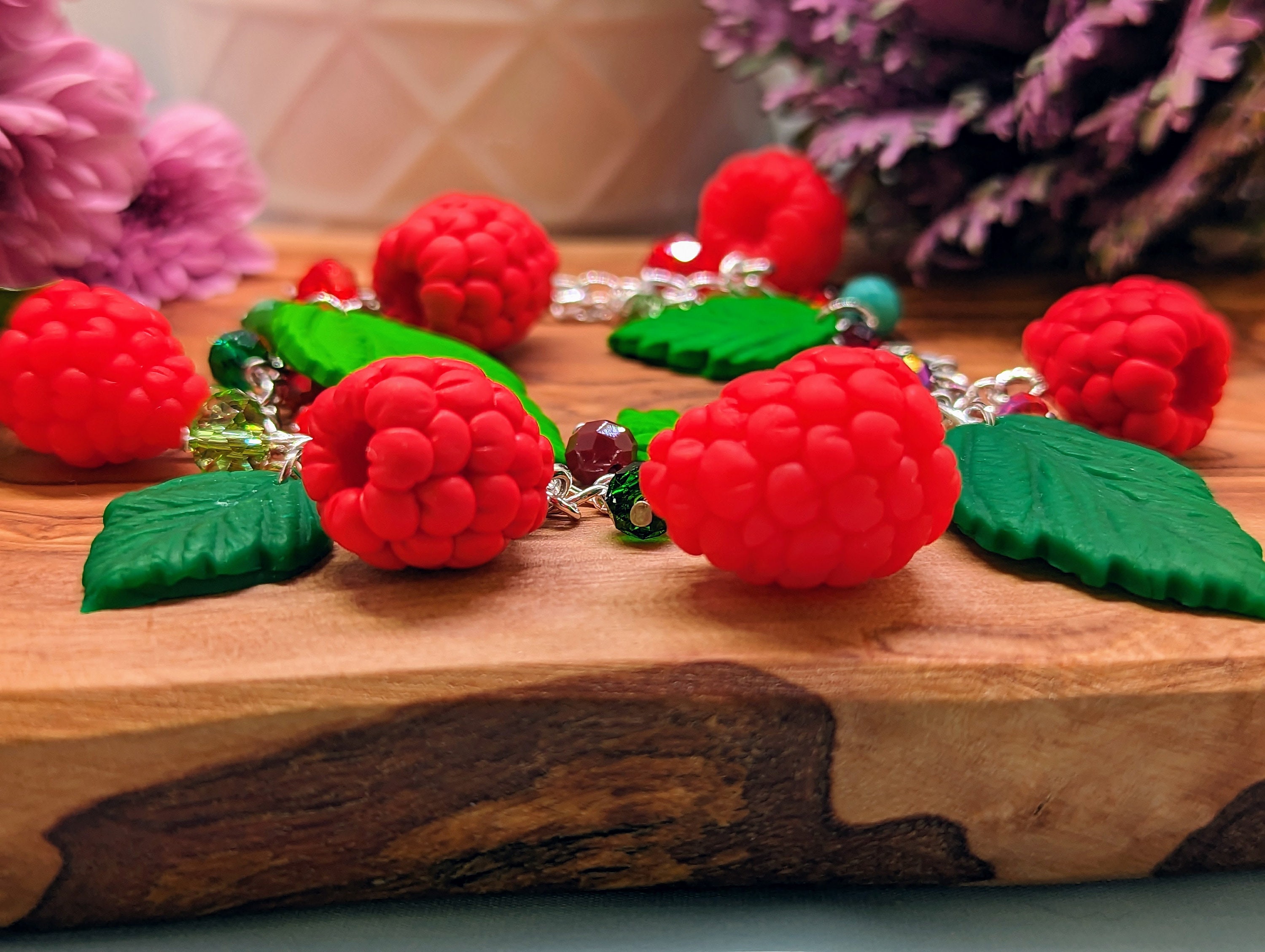 Raspberry Bracelet Color Options Raspberries Berry Jewelry Handmade