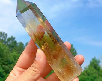 Natural Citrine Crystal Healing Point Wand - Hexagonal Obelisk - Reiki Stone Decoration (2.5-3.5 In)