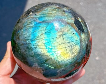 150mm+ Natural Labradorite Ball,Crystal Quartz Sphere,Home Decoration,Crystal Heal,Divination Ball,Crystal Gifts,Crystal Energy 1PC