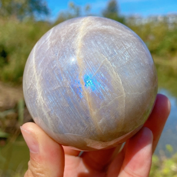 58-65 mm Niebieska kula z kamienia księżycowego, kula z kwarcu kryształowego, dekoracja domu, uzdrawianie kryształami, kula wróżbiarska, prezenty kryształowe, energia kryształowa 1 szt.