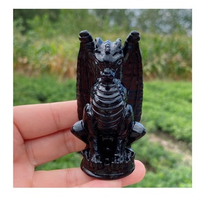 3“Natural Obsidian Fly Dragon,Hand Carved,Home Decoration,Crystal Healing,Crystal Gift,Crystal Energy,Crystal Carved Skull,Reiki healing 1PC