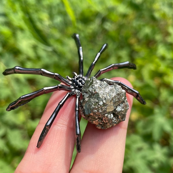 Natural Pyrite Spider,Quartz Crystal Spider,Hand Carved,Home Decoration,Cryatal Gift,Crystal Heal,collection