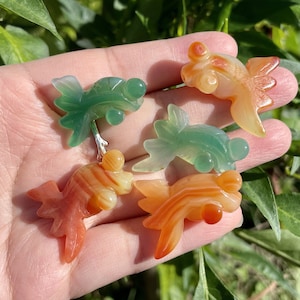 Natural Agate Goldfish,Quartz Goldfish,Hand Carved,Reiki Healing,Home Decoration,Crystal Gift,Crystal Healing,Goldfish pendant