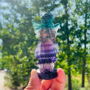 Natural Fluorite Angel,Crystal Goddness,Hand Carved,Pray,Crystal Carving,Home Decoration,Reiki Healing,Crystal Collection,Holiday Gift