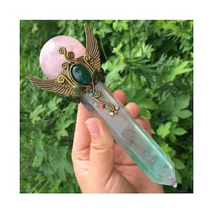 1PC Natural Elixir Green fluorite Sceptre,Quartz Crystal,Crystal Sceptre,Crystal Obelisk,Crystal Healing,Crystal Wand，Energy Column