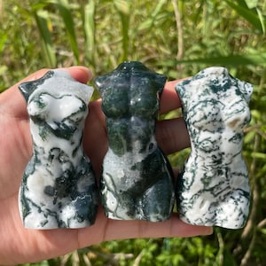 Natural Moss Agate Female Model,Crystal Goddess,Hand Caverd,Quartz Body,Home Decoration,Cryatal Gifts,Crystal collection,Crystal Energy
