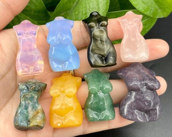 MINI 20 mm natürliche gemischte Göttin, Kristall geschnitzt, weibliches Modell, handgeschnitzt, Innendekoration, Reiki-Heilung, Kristallsammlung, Kristallgeschenk