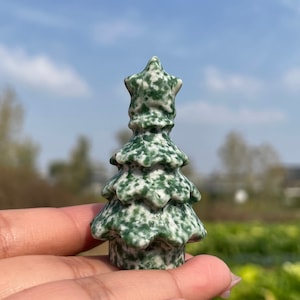 Qinghai Jade Christmas tree,Crystal trees,Hand Carved,Home Decoration,Crystal Collection,Christmas gifts,Reiki healing