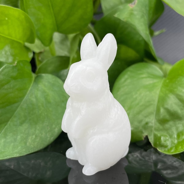 Natural White Jade Rabbit,Bunny,Hand Carved,Crystal Healing,Crystal Animal,Home Decoration,Mineral Samples,Reiki Healing,Easter Bonus