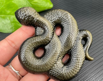 Natural Gold Obsidian Snake ,Quartz Crystal Snake ,home decoration,Crystal healing,Crystal gifts,Crystal Energy,Crystal animal