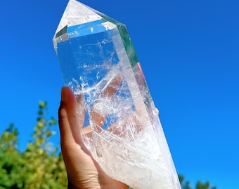 4.3LB Natural Clear Quartz Obelisk,Clear Quartz Point,Crystal Wand,Crystal Stick Point,Mineral Specimens,Reiki Healing,Home Decoration
