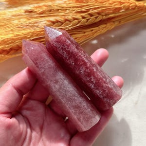 Natural Strawberry Quartz Obelisk,Crystal Tower,Quartz Wand Point,Crystal Tower,Home Decoration,Crystal Mineral Specimen,Crystal Heal,Gifts