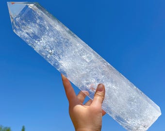 8.1LB Natural Clear Quartz Obelisk,Clear Quartz Point,Crystal Tower,Crystal Wand,Crystal Stick Point,Mineral Specimens,Reiki Healing,Decor