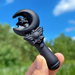 Natural Obsidian fairy wand,Obsidian Magic Stick,Crystal Scepter,Quartz Crystal Magic Wand,Crystal Healing,Home Decor,Energy Crystal Gift