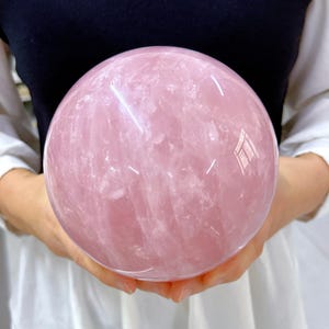Esfera de cuarzo rosa natural, decoración del hogar, regalo de cristal, curación con cristales, bola de adivinación, regalos, energía cristalina, muestras minerales
