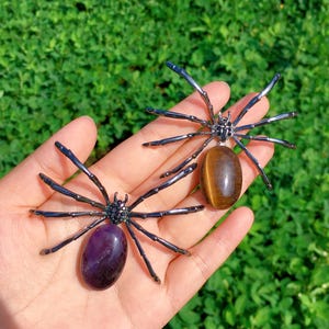 Natural Dream Amethyst/Tiger Eye Spider,Quartz Crystal Spider,Hand Carved,Home Decoration,Cryatal Gift,Crystal Heal,collection