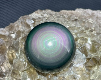 1pc Natural Rainbow Obsidian Sphere,Hand Carving,Crystal Carving,Reiki Healing,Crystal Gift,Crystal Collection,Crystal Healing
