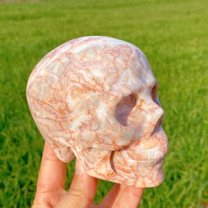 4" Red Network Jasper Hand Carving Skull,Crystal Skull,Crystal Skull,Home Decoration,Crystals Gifts,Reiki Healing
