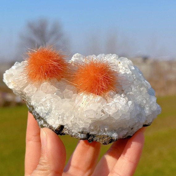 Rare Dandelion Zeolite Mineral Specimen,crystal Cluster Ore,orange