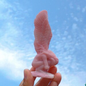 4&#39; Pink Opal Quartz Crystal Weeping Angel,Hand carved,Crystal Carving,Home Decoration,Crystal Collection,Crystal Healing,Holiday gift