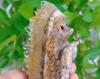 140g 彫刻されたハリネズミの水晶クラスター - Etsy 日本