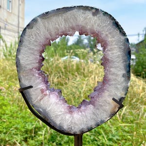 6.2LB Natural Amethyst Geode + stand,Amethyst Cluster,Crystal Geode,Crystal Gift,Energy Crystal,Home Decor,Reiki Healing,Mineral Samples