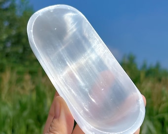 Natural Selenite Charging Bowl/Plate,Crystal Bowl,Ritual Bowl,Crystal Jewelry Storage,Reiki Healing,Energy Crystal Gifts,Home Decoration