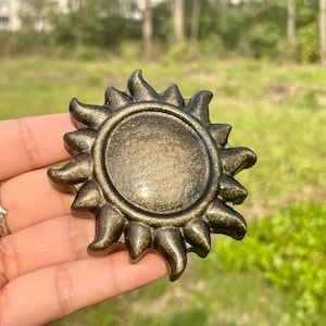 1 pieza de sol de obsidiana con brillo dorado natural, sol de cristal de cuarzo, decoración del hogar, curación con cristales, regalos de cristal, energía de cristal