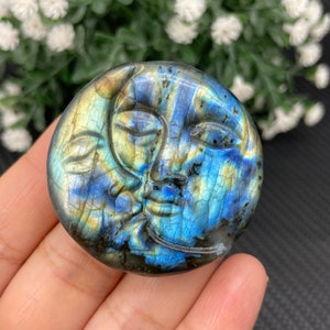 Natural Labradorite Sun and Moon,Quartz Crystal Sun and Moon,home decoration,Crystal heal,Crystal gift,Crystal Energy,Crystal carved