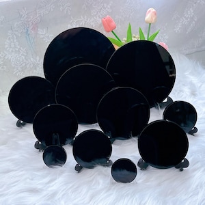 Crystal Scrying Mirror,Obsidian Wafer,Black Obsidian Mirror,Crystal Mirror,Crystal Gifts,Energy Crystal,Home Decoration,Obsidian Mirror Gift