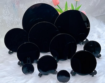 Crystal Scrying Mirror,Obsidian Wafer,Black Obsidian Mirror,Crystal Mirror,Crystal Gifts,Energy Crystal,Home Decoration,Obsidian Mirror Gift