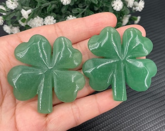 Natural Aventurine Four-leaf Clover,Hand Carved,Crystal Carving,Home Decoration,Reiki Healing,Crystal Collection,Crystal gifts
