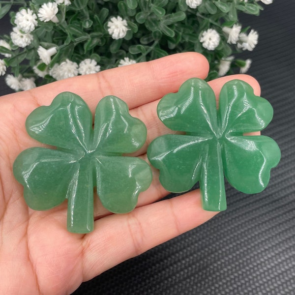 Natural Aventurine Four-leaf Clover,Hand Carved,Crystal Carving,Home Decoration,Reiki Healing,Crystal Collection,Crystal gifts