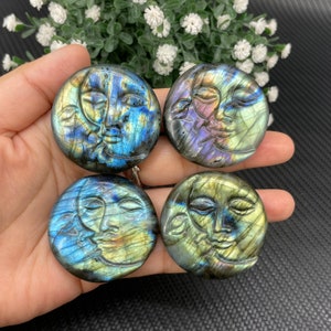 Natural Labradorite Sun and Moon,Quartz Crystal Sun and Moon,home decoration,Crystal heal,Crystal gift,Crystal Energy,Crystal carved