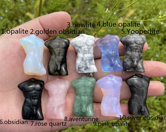 MINI natuurlijk gemengd kwarts mannelijk model, met de hand gesneden, woondecoratie, reikihealing, kristalcollectie, kristalcadeau