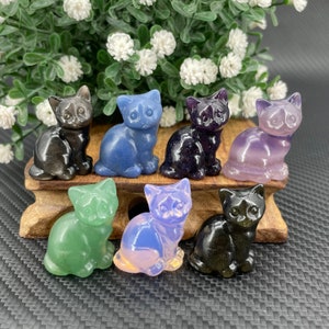 Natural Mix Crystal Cat,Hand Carved,Crystal Healing,Crystal Animal,Home Decoration,Reiki Healing,Crystal Gifts