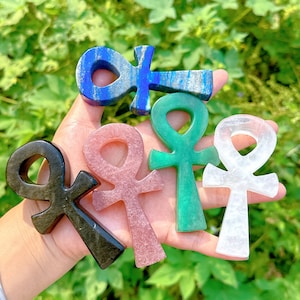 3.6&quot;Crystals Ankh,Hand Carving,Ankh Totem,Ansata Cross,Home Decoration,Reiki Healing,Crystal Gifts,Natural Crystals Ankh