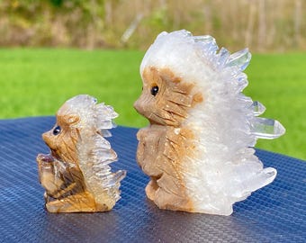 140g 彫刻されたハリネズミの水晶クラスター - Etsy 日本