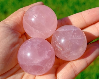 30mm+ Natural Rose Quartz Sphere,Crystal Ball,Home Decoration,Crystal Heal,Divination Ball,Gifts,Crystal energy,Mineral Samples 1pc