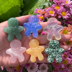 Christmas Gift,Quartz Gingerbread Man,Hand Carved,Home Decoration,Cryatal Gift,Crystal Heal,Collection,New Year Gift