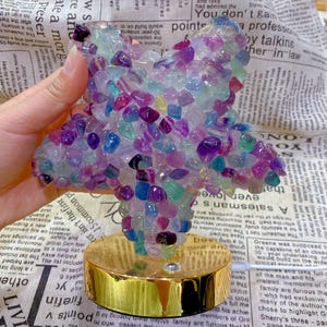 7&quot; Rainbow Fluorite Star Lamp,Warm and Cold 3 Color Adjustable,Home Decor Ambiance Light,Crystal Lamp,Crystal Gift,Flurescent Lamp（USB）