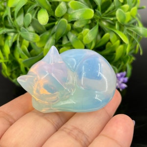 Opalite Sleeping Cat,Hand Carved,Home Decoration,Crystal Collection,Crystal Heal,Gifts,Reiki healing image 3