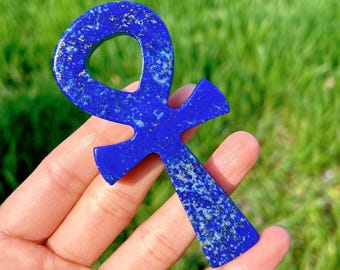 2.8"Natural Lapis Lazuli Ankh,Hand Carved,Ankh Totem,Crystal Healing,Home Decoration,Reiki Healing,Crystal Gifts,Hand Engraving
