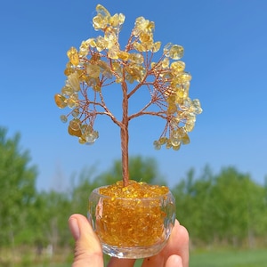 Natural Healing Citrine Tree Gravel,Quartz crystal tree,Crystal Rough Stone,Lucky Tree, Money Tree,Tree of Life,Spiritual Meditation Gifts