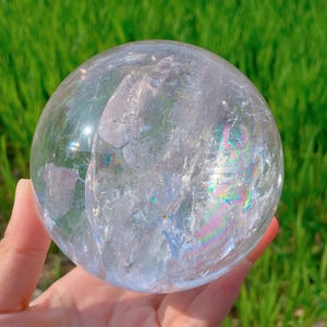 103mm Natural Clear quartz Sphere,Quartz Ball,Home Decoration,Crystal Healing,Divination Ball,Crystal Gift,Crystal Collectible 1PC