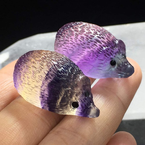 Natural Fluorite Hedgehog,Hand Carved /Quartz Crystal animal,Hand Carved,Home Decoration,Cryatal Gift,Crystal Heal,Collection