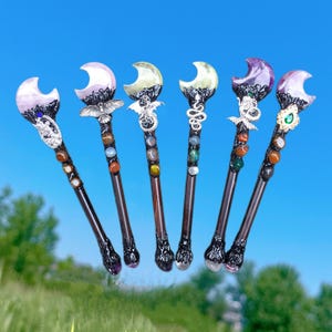 Natural Crystal Moon Magic Sticks,Magic Wand,Cosplay Magic Wand For Witches And Wizards,Home Decoration,Healing Crystal,Crystal Gifts